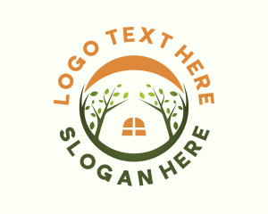 Sun - Forest Tree House logo design