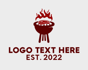 Western - Red Steak Barbecue logo design