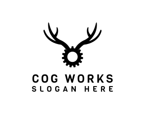 Cog Gear Antlers logo design