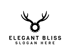 Elk - Cog Gear Antlers logo design