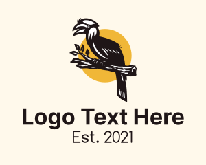 Jungle - Hornbill Bird Branch logo design