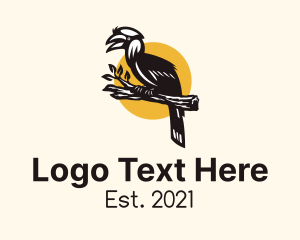 Kingfisher - Hornbill Bird Branch logo design