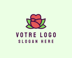 Heart Rose Flower Bud Logo