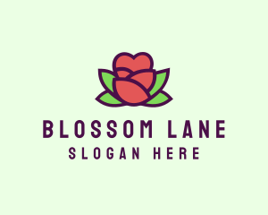 Bouquet - Heart Rose Flower Bud logo design