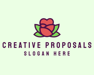 Proposal - Heart Rose Flower Bud logo design