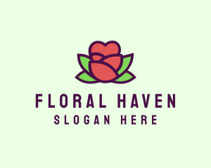 Bouquet - Heart Rose Flower Bud logo design