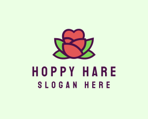 Heart Rose Flower Bud logo design