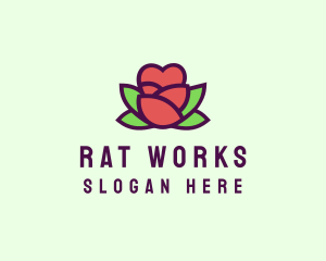 Heart Rose Flower Bud logo design