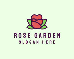 Rose - Heart Rose Flower Bud logo design