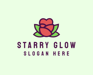 Heart Rose Flower Bud logo design