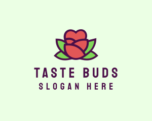 Heart Rose Flower Bud logo design