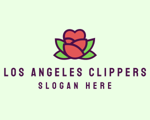 Heart Rose Flower Bud logo design