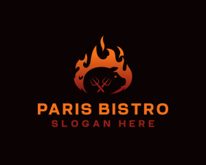 Pork Meat Barbecue logo design