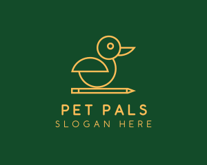 Pet Duck Pencil logo design