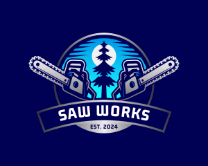 Lumberjack Chainsaw Woodcutter logo design