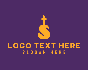 Musician - Orange Guitar Letter S logo design