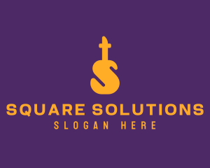 Orange Guitar Letter S logo design