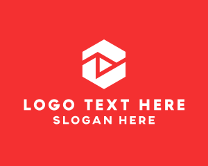 Red And White - Hexagon Media Player logo design