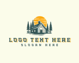 Farm - Sunset Farm Cabin logo design