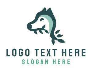 Puppy - Green Leaf Dog logo design