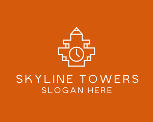 Abstract Clock Tower logo design