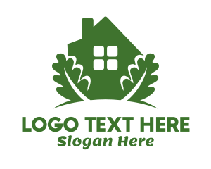 Herbal - Green House & Leaves logo design