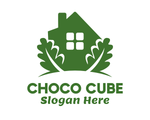 Green House & Leaves Logo