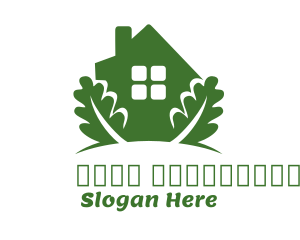 Green Eye - Green House & Leaves logo design