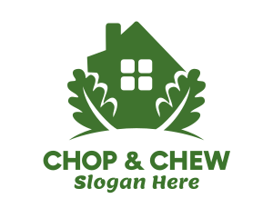 Green - Green House & Leaves logo design