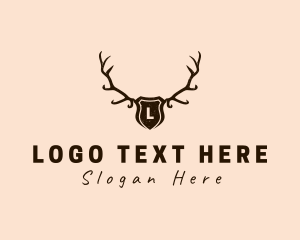 Horn - Antlers Shield Hunter logo design