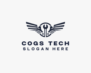 Cogs - Wings Mechanic Tools logo design