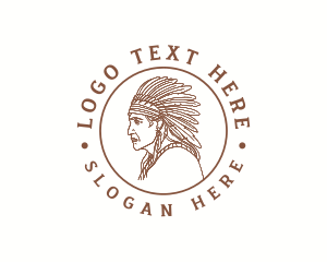 Headdress - Native American Man logo design