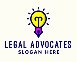 Legal Pen Light Bulb  logo design