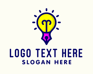 Novel - Legal Pen Light Bulb logo design