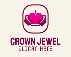 Pageantry - Pink Heart Crown logo design