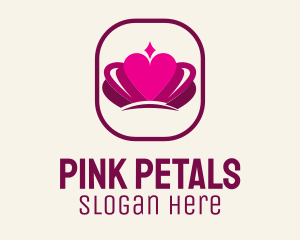 Pink Heart Crown logo design