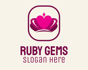 Ruby - Pink Heart Crown logo design