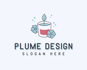 Wellness Candle Flower logo design