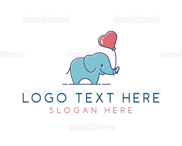 Heart Balloon Elephant Zoo Logo