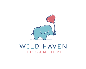  Heart Balloon Elephant Zoo logo design