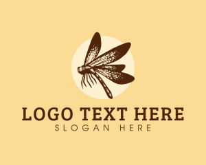 Hand Drawn - Flying Dragonfly Insect logo design