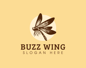 Flying Dragonfly Insect logo design