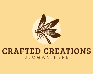 Flying Dragonfly Insect logo design