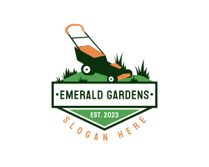 Lawn Mower Gardening Grass logo design