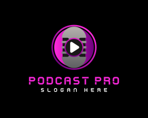 Podcaster - Podcast Microphone Play logo design