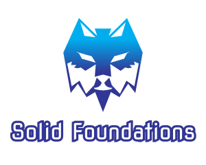 Hound - Blue Polygon Wolf logo design