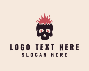 Punk Rocker - Mohawk Skull Tattoo logo design