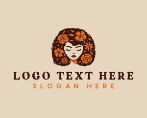 Mascot - Afro Flower Woman logo design