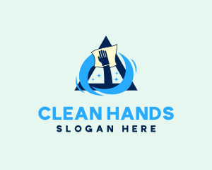 Hand Wipe Clean Triangle logo design