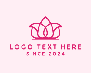 Pink Crown - Lotus Flower Crown logo design